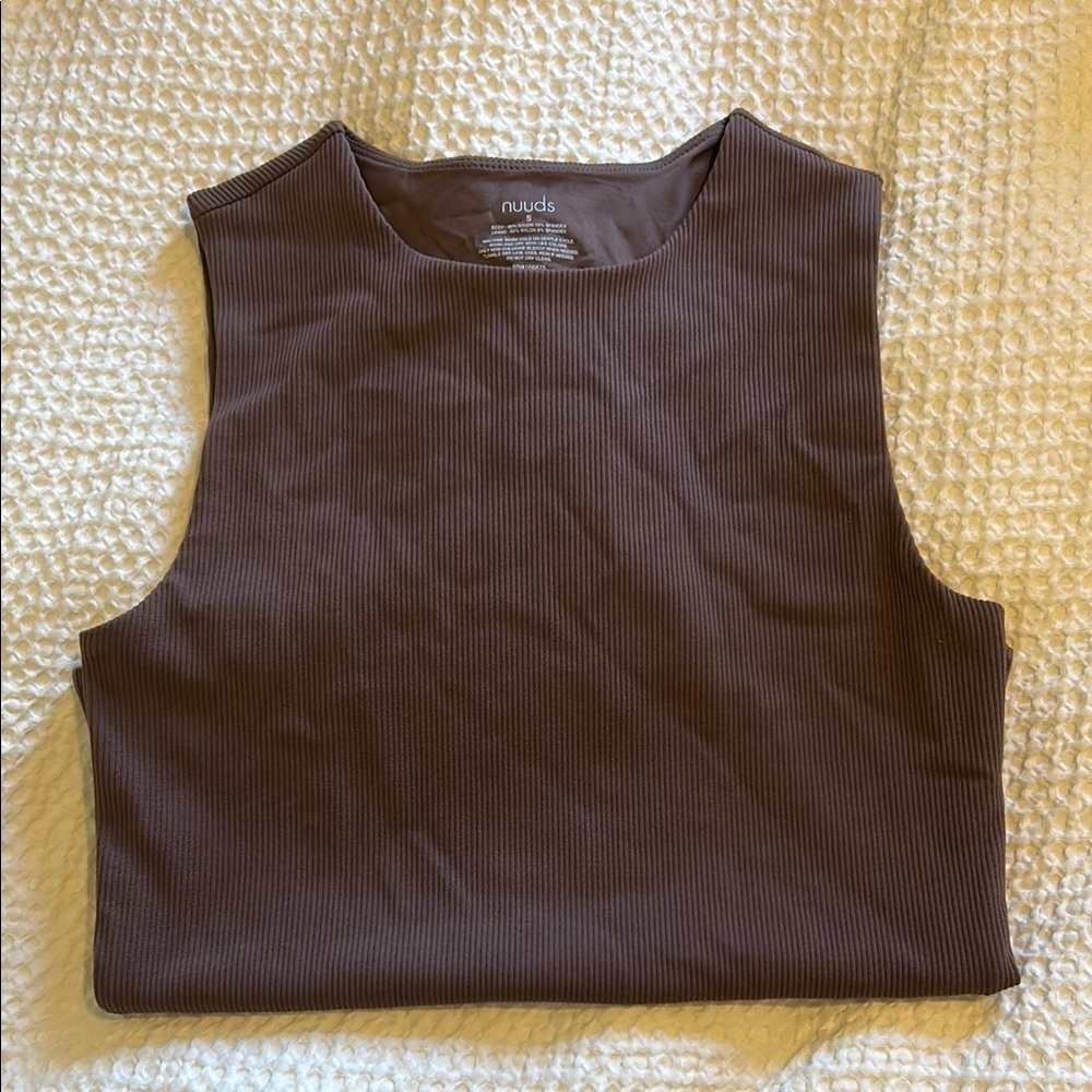 Nuuds Brown Sleeveless Crop Muscle Tee
